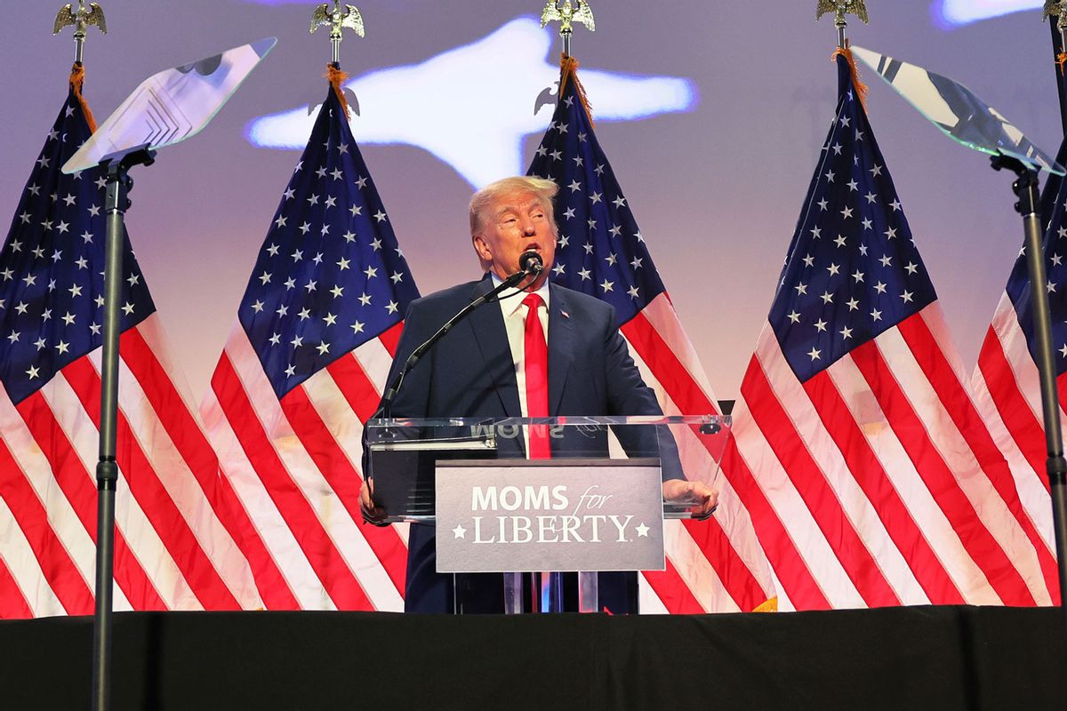 Republican presidential candidate former U.S. President Donald Trump speaks during the Moms for Liberty Joyful Warriors national summit at the Philadelphia Marriott Downtown on June 30, 2023 in Philadelphia, Pennsylvania. (Michael M. Santiago/Getty Images)