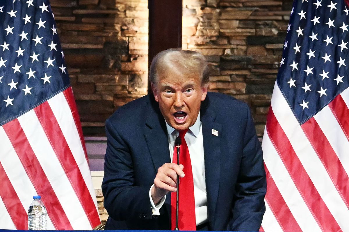 Former US President and Republican presidential candidate Donald Trump speaks during a community roundtable at the 180 Church in Detroit, Michigan, on June 15, 2024. (JIM WATSON/AFP via Getty Images)