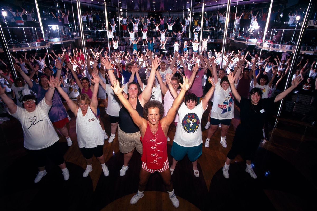 Famous American fitness coach Richard Simmons during his Cruise to Lose, which sailed through the Caribbean, on January 14, 1996. (Evan Hurd/Sygma/Sygma via Getty Images)