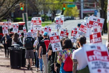 Rutgers students and faculty participate in a strike