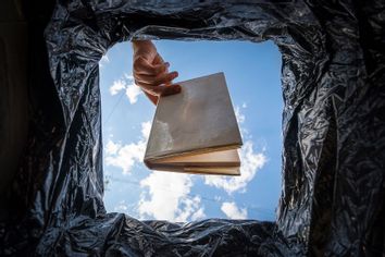 Throwing books in the trash